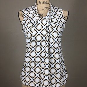 Banana Republic Sleeveless Dressy White & Gold Top